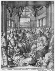 Life of Christ, Jesus Healing a Paralytic at Capernaum, Preparatory Study of Tapestry Cartoon for the Church Saint-Merri in Paris